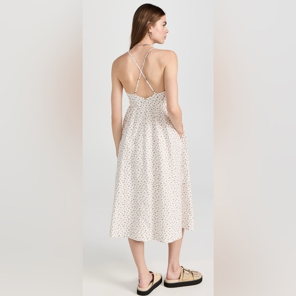 MADEWELL Alexa Ruffle Bodice Button Down Midi Dress Floral Coquette 90s Y2K Cute - Picture 2 of 14